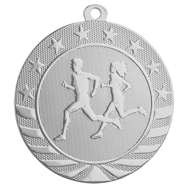 Bright Silver 2 3/4" Cross Country Starbrite Medal