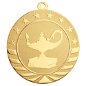 Bright Gold 2 3/4" Lamp of Knowledge Starbrite Medal