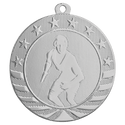 Bright Silver 2 3/4" Wrestling Starbrite Medal