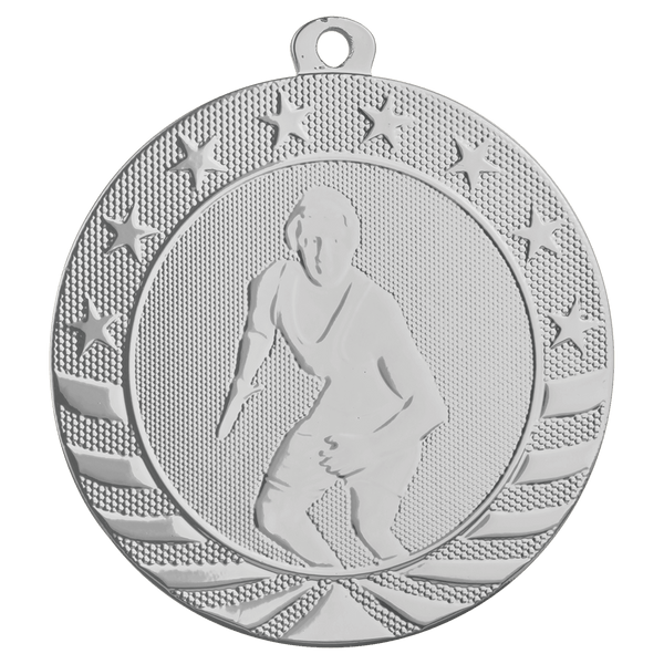 Bright Silver 2 3/4" Wrestling Starbrite Medal