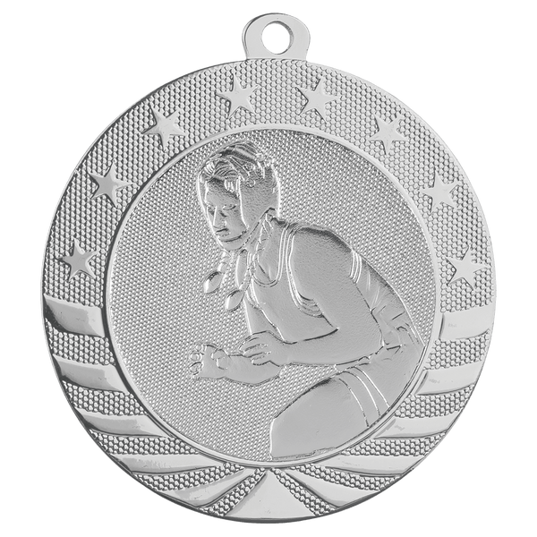 Bright Silver 2 3/4" Female Wrestling Starbrite Medal