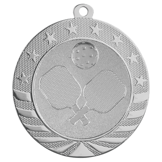 Bright Silver 2 3/4" Pickleball Starbrite Medal