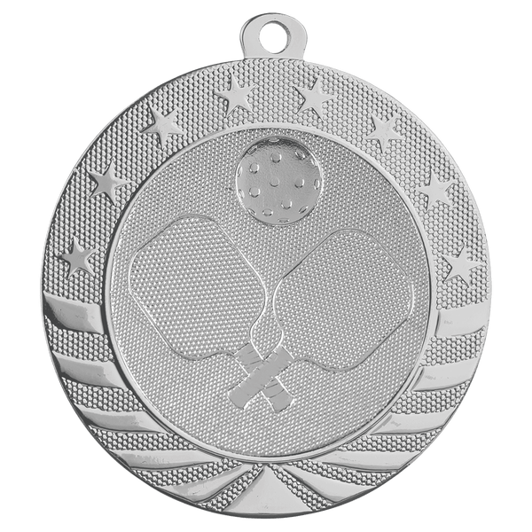Bright Silver 2 3/4" Pickleball Starbrite Medal