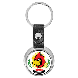 3 3/8" x 1 3/8" Round Sublimatable Keychain with White Insert