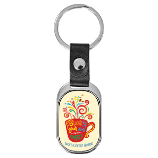 3 5/8" x 1 3/8" Oval Sublimatable Keychain with White Insert