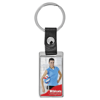3 3/4" x 1 1/4" Rectangle Sublimatable Keychain with White Insert