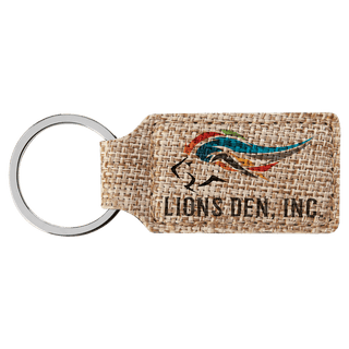 2 3/4" x 1 1/4" Rectangle Sublimatable Burlap Keychain