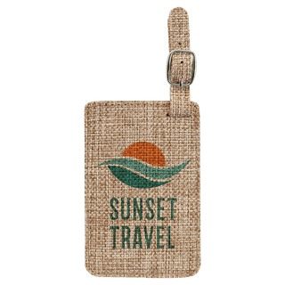 4 1/4" x 2 3/4" Sublimatable Burlap Luggage Tag
