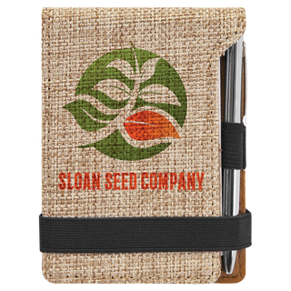 3 1/4" x 4 3/4" Sublimatable Burlap Mini Notepad with Pen