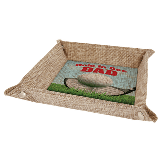6" x 6" Sublimatable Burlap Snap Up Tray with Silver Snaps