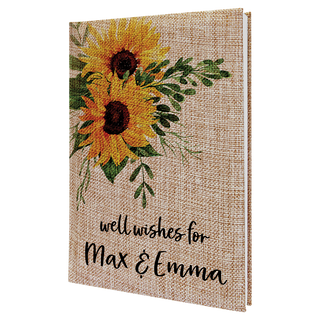 7" x 9 3/4" Burlap Sketch Book with White Unlined Notepad