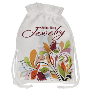 6 1/4" x 9" White Canvas Drawstring Bag