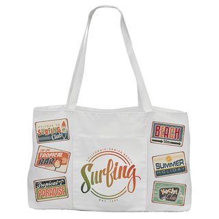 19" x 12" White Canvas Bag with 5" Rawhide Laserable Leatherette Gusset