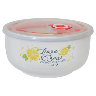 3" x 5.7" Ceramic Storage Bowl with Flexible Plastic Lid
