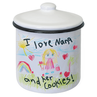 4.15" x 3.1" White/Black Enamel Canister with Lid