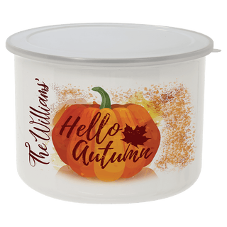27 oz. Tall Enamel Container with Flexible Plastic Lid