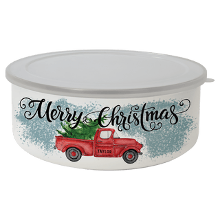 34 oz. Short Enamel Bowl with Lid