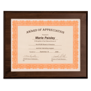 13" x 10 1/2" Cherry Finish Slide-In Frame Plaque with 11" x 8 1/2" Window