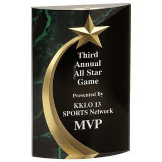 Green 6 3/4" Marble Rounded Shooting Star Acrylic