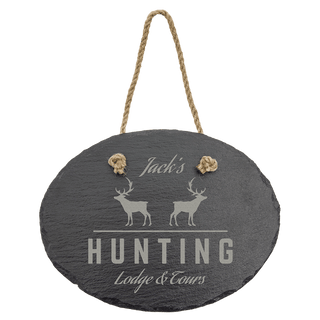 7 3/4" x 6" Oval Slate Decor with Hanger String