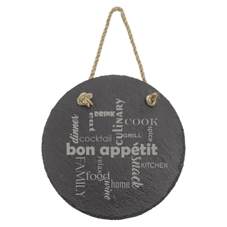 7" Round Slate Decor with Hanger String