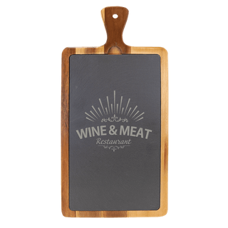 16" x 7 3/4" Acacia Wood/Slate Cutting Board