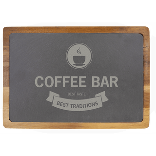 13" x 9" Acacia Wood/Slate Cutting Board