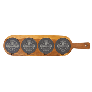 18 1/2" x 4 1/4" Acacia Wood/Slate Serving Board