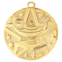 Gold 2" Superstar Lamp of Knowledge Medal