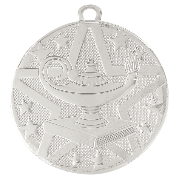Silver 2" Superstar Lamp of Knowledge Medal