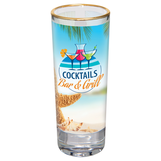 2 1/2 oz. Sublimatable Glass Shooter with Gold Rim