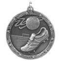 Antique Silver 1 3/4" Soccer Shooting Star Medal