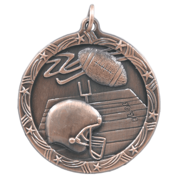 Antique Bronze 1 3/4" Football Shooting Star Medal