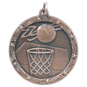 Antique Bronze 1 3/4" Basketball Shooting Star Medal