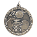 Antique Gold 1 3/4" Basketball Shooting Star Medal