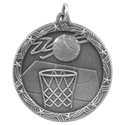 Antique Silver 1 3/4" Basketball Shooting Star Medal