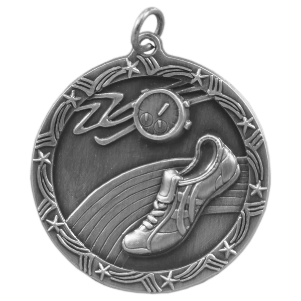 Antique Silver 1 3/4" Track Shooting Star Medal