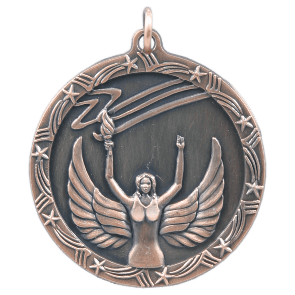 Antique Bronze 1 3/4" Victory Shooting Star Medal