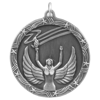 Antique Silver 1 3/4" Victory Shooting Star Medal