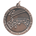 Antique Bronze 1 3/4" Music Shooting Star Medal