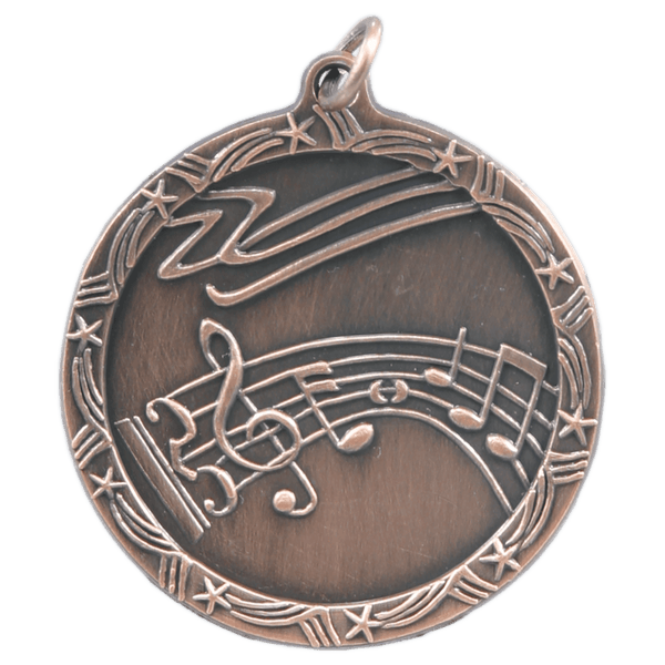 Antique Bronze 1 3/4" Music Shooting Star Medal