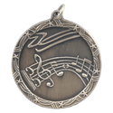 Antique Gold 1 3/4" Music Shooting Star Medal