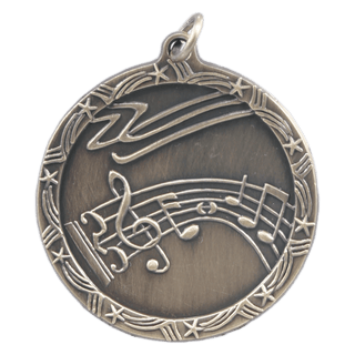 Antique Gold 1 3/4" Music Shooting Star Medal