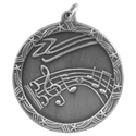 Antique Silver 1 3/4" Music Shooting Star Medal