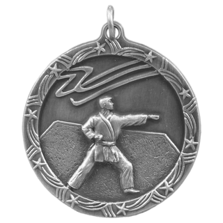 Antique Silver 1 3/4" Martial Arts Shooting Star Medal
