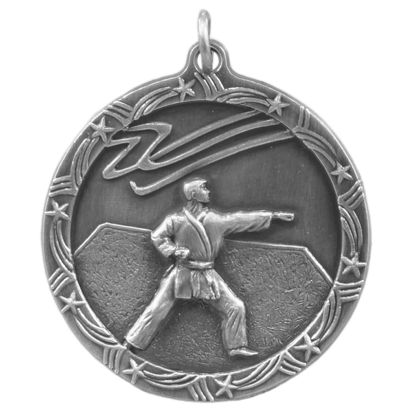Antique Silver 1 3/4" Martial Arts Shooting Star Medal