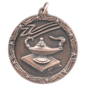 Antique Bronze 1 3/4" Lamp of Knowledge Shooting Star Medal