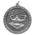Antique Silver 1 3/4" Lamp of Knowledge Shooting Star Medal