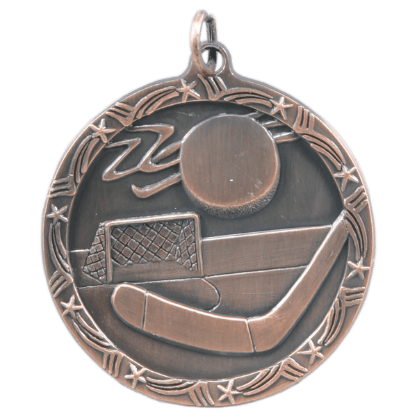 Antique Bronze 1 3/4" Hockey Shooting Star Medal