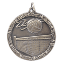 Antique Gold 1 3/4" Volleyball Shooting Star Medal